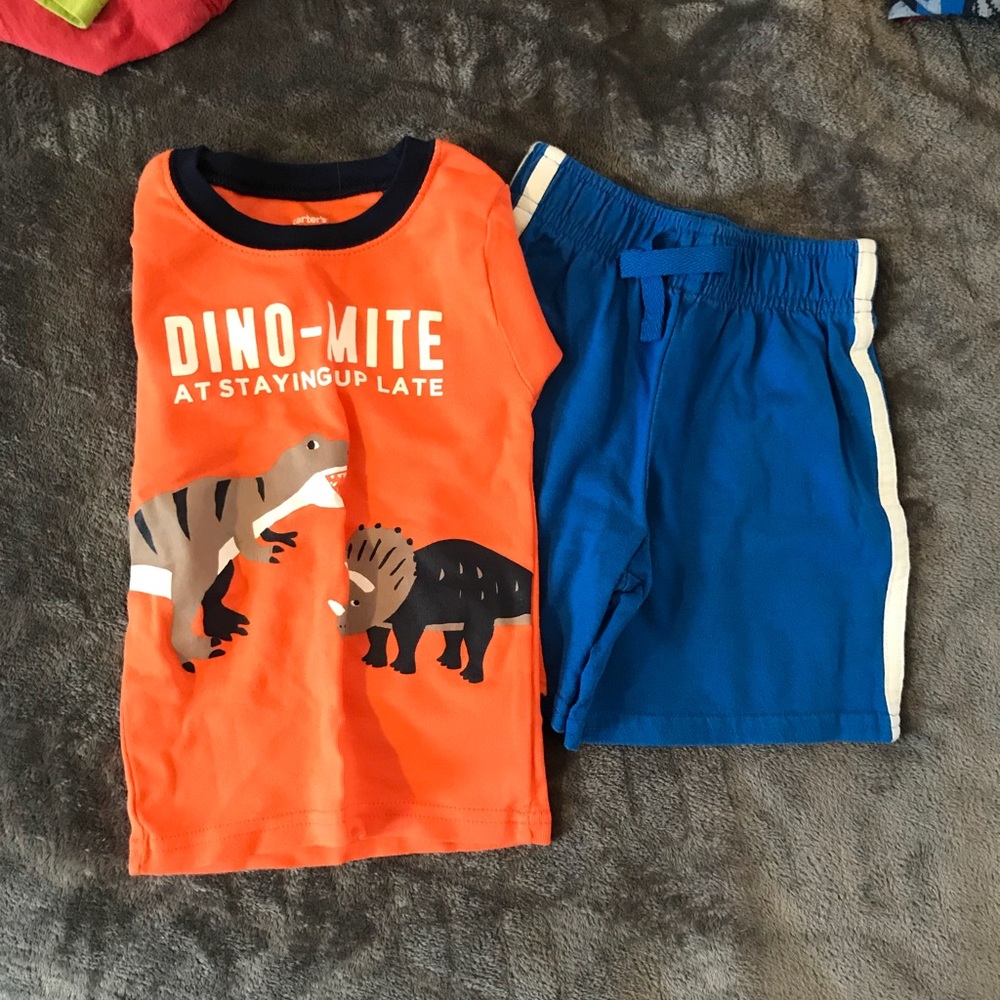 2T boy pajama long sleeved shirt. 2T gym short.